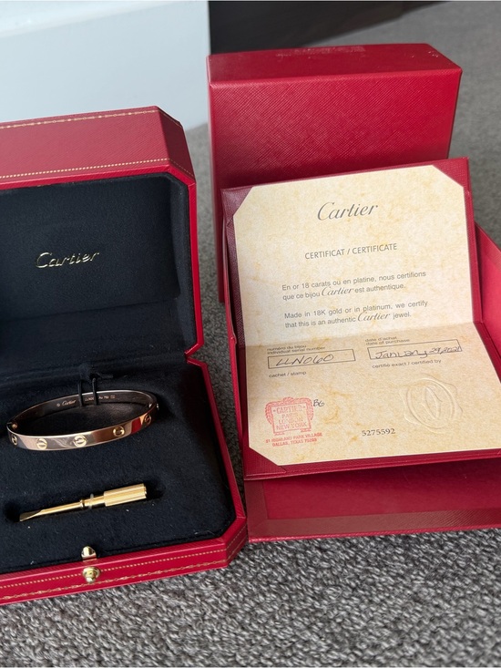 Cartier Jewelry - Cartier Rose Gold Love Bracelet with Gold Screwdriver and Red Box size 18